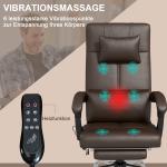 Kontorsstol med Massagefunktion, Ergonomisk Skrivbordsstol med Liggfunktion och Nackstöd, Höj- och Sänkbar, Brun