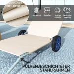 Solstol Trädgårdsstolar Set med 2 Beige av Tyg ve Metall för Trädgård ve Pool Hopfällbara Stolar med Kuddtak 120 kg