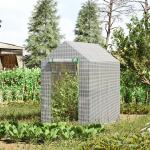 Växthus Stabil Grön Stål för Trädgård och Odling med Fyra Hyllplan och Dörr i PE-Plast Robust Konstruktion för Plantor 120 x 186 x 190 cm