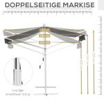 Stor Fristående Markis med Stativ Dubbelsidigt Solskydd för Uteplats Robust Konstruktion med Vev Grå 4,5 X 3,4 M