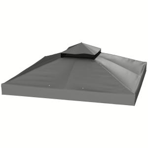 Reservtak till Paviljong med Dräneringshål och UPF30+ Skydd för Trädgård Hållbar och Vattenavvisande Mörkgrå Polyester 3 x 3 m