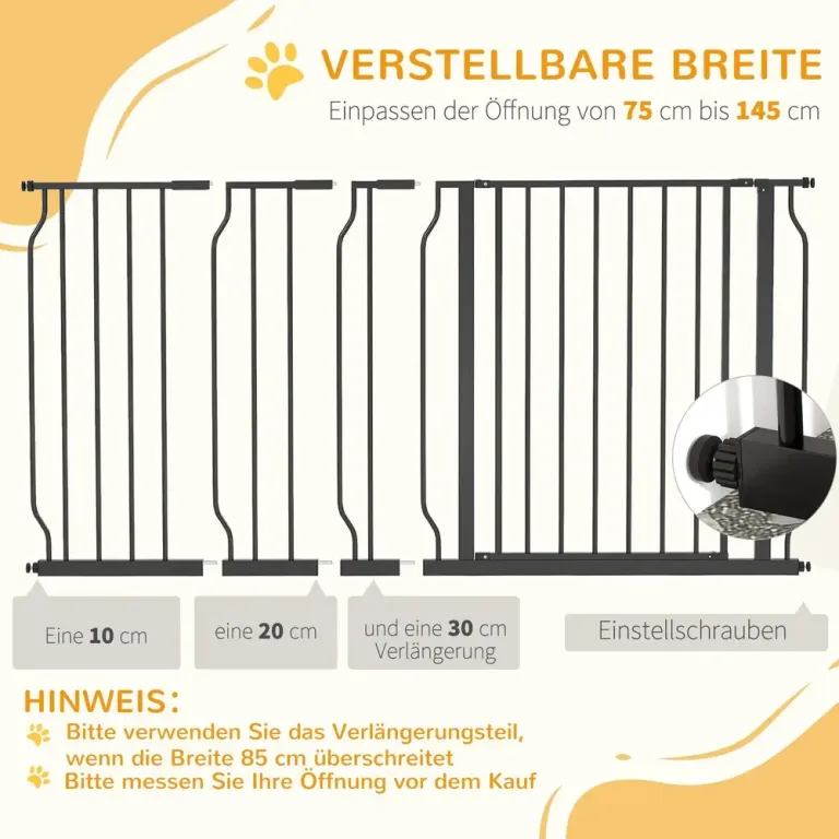 Hundgrind Svart av Stål och ABS 75-145 cm