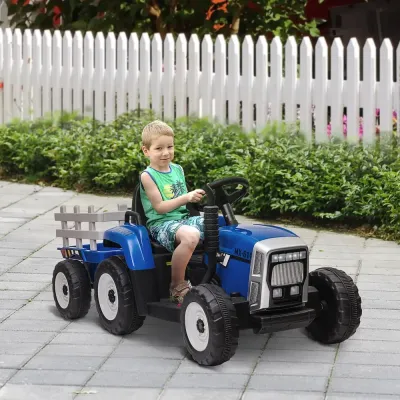 Elektrisk Traktor Elbil för Barn Blå av Plast för 3-6