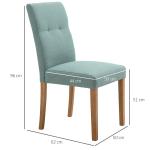 Matsalsstolar i Linne 2-Pack, Bekväma Kökstolar med Vadderad Sits och Träben, Tidlös Design för Matsal och Vardagsrum, Grön