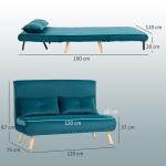 2-sits Bäddsoffa med Justerbart Ryggstöd, Tygöverdrag och Metallram, Grön