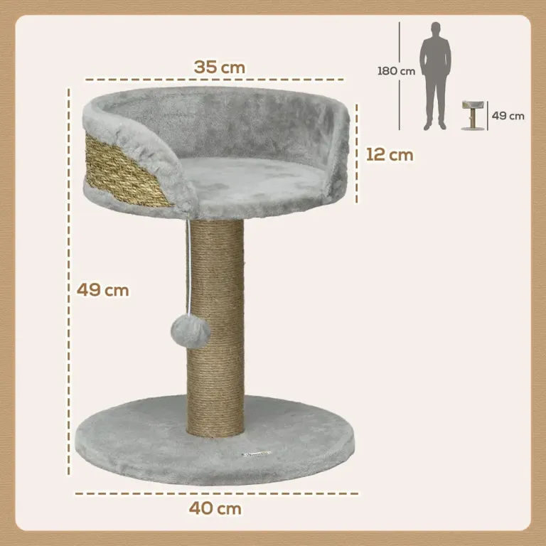 Klösträd Litet Jutegrå av Sisal och Plysch 49 cm
