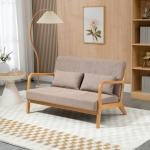 Soffa Loveseat 2-Sits Ljusgrå av Gummiträ och Sammetslook för Vardagsrum Tvåsits med Kuddar Modern Design 122 x 71 x 76 cm