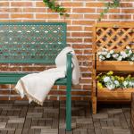Trädgårdsbänk i Metall, Robust Parkbänk med Ryggstöd, Väderbeständig Sittplats för Trädgård, Mörkgrön, 127 x 63 x 83 cm, 280 kg
