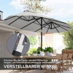 Parasoll för Trädgård med Vevmekanism och Vinklingsbar Topp för Solskydd Hållbar och Stabil Krämfärgad Polyester och Stål 295 x 152 cm