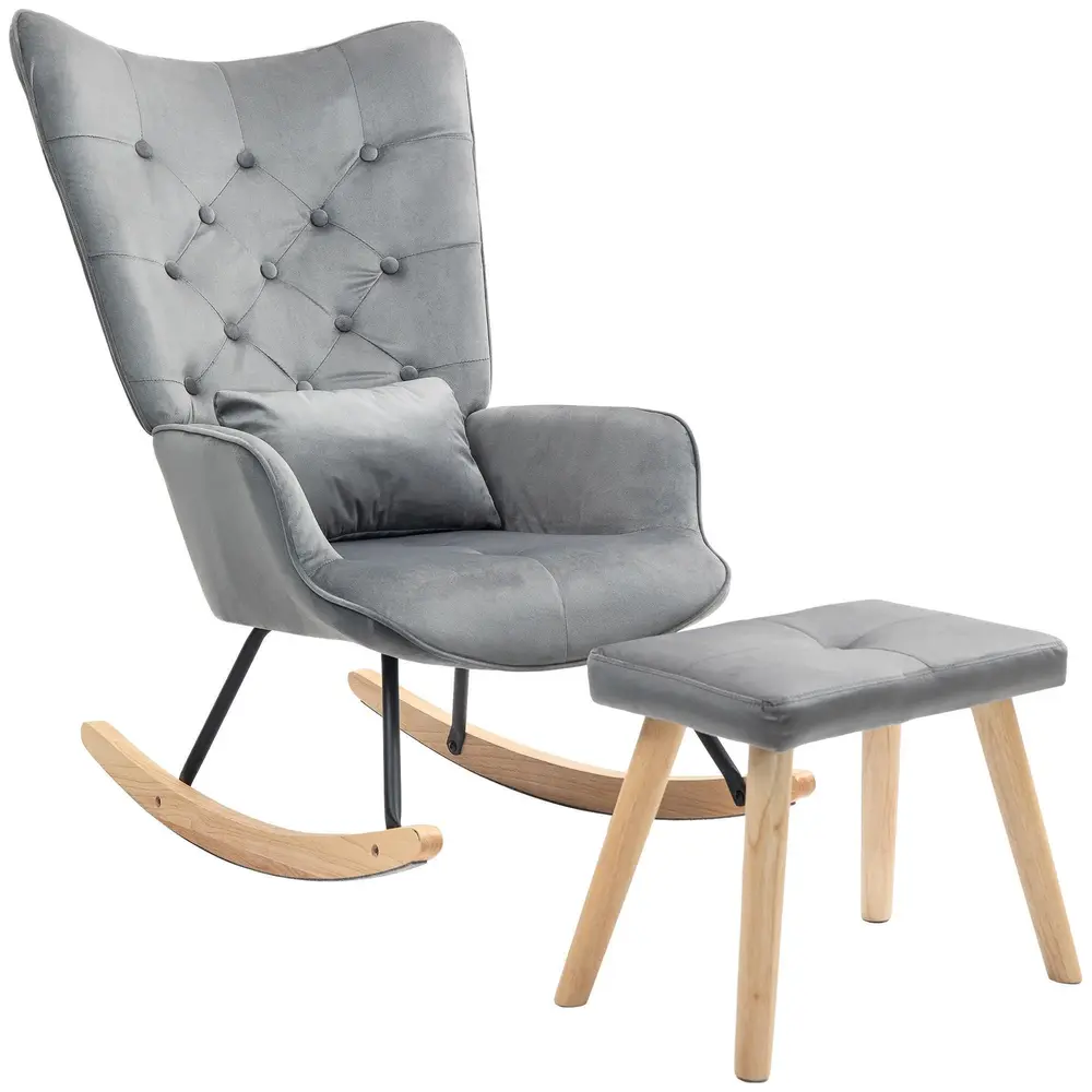 Gungstol Amningsstol Mörkgrå av Sammet 66 x 96 x 101 Cm