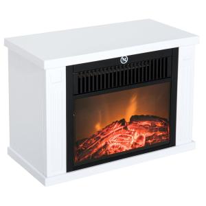 Elektrisk Spis 1200 W Stående Eldstad med Flameffekt Elektrisk Öppen Spis för Mysig Atmosfär Vit
