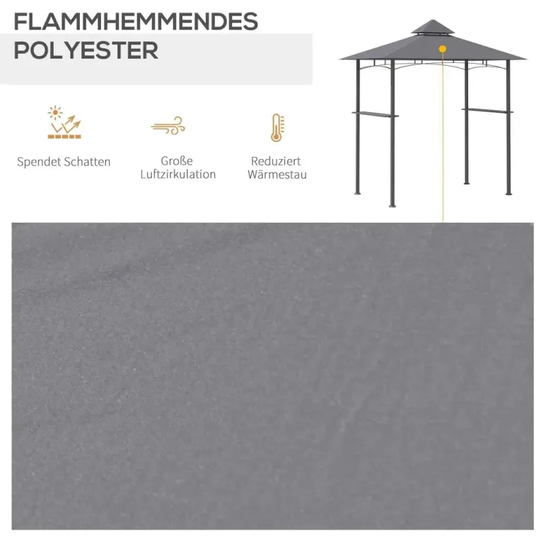 Grillpaviljong med Brandhämmande Tak 245 x 148 x 252 cm