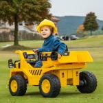 Elektrisk Barngrävmaskin, Caterpillar Dumper, med Fjärrkontroll, 3–6 År, Gul, 3–5 km/h