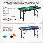 Spelbord Multispelbord Grön av Stål och MDF för Barn och Vuxna 2-i-1 Bordtennis och Biljard Multifunktionell 140 x 63 x 60-80 cm