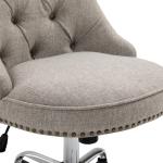 Ergonomisk Kontorsstol Linnetyg Höj- och Sänkbar Retrodesign Bekväm Vaddering för Hemmakontor Ljusgrå 54 X 65,5 X 84-91 Cm