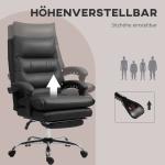 Kontorsstol med Massagefunktion, Uppvärmd, Fällbar i Konstläder, Svart, 65x72x109-117 cm