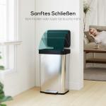 Soptunna Stor Kapacitet med Pedal Silver Rostfritt Stål för Kök och Kontor Rymlig Avfallshink med Mjukstängning Hygienisk Sopsortering 60 l