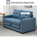 Bäddsoffa 2-Sits i Linnetyg, Kompakt Soffa som Bäddas ut till Säng, Praktisk Gästsäng för Vardagsrum, Blå, 147,5 x 75 x 85 cm