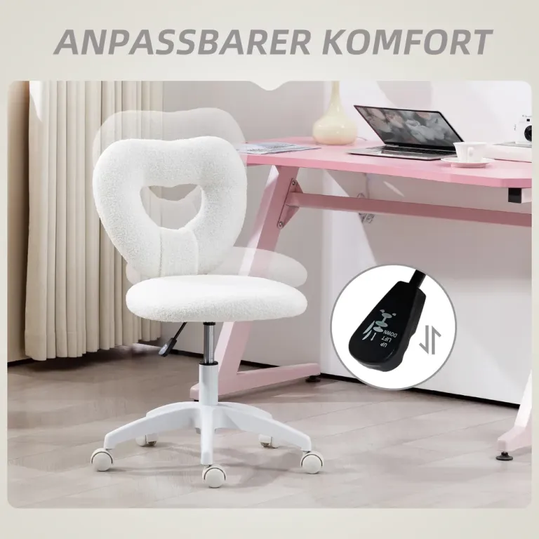 Kontorsstol med Hjärtformat Ryggstöd Vit