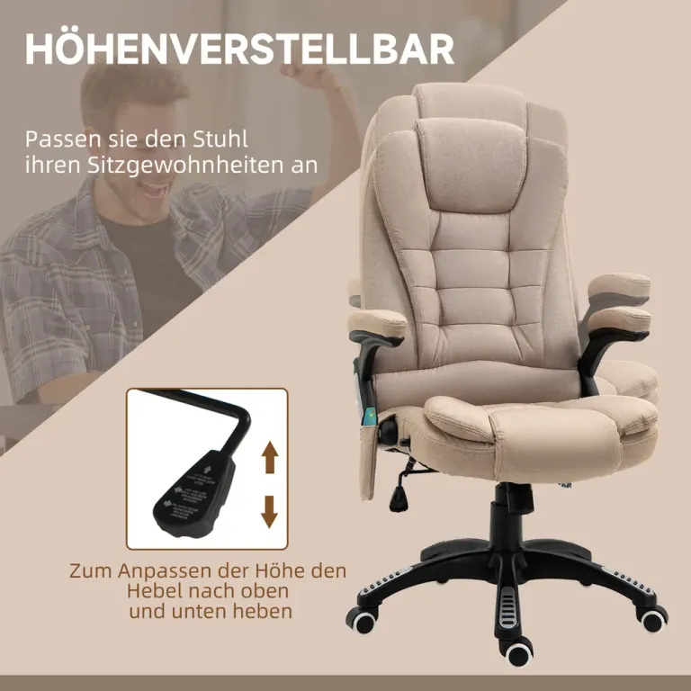 Kontorsstol Chefsstol Ergonomisk med Massage och Värme Brun