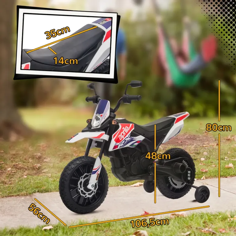 Elmotorcykel Barnmotorcykel 12 v Fordon med Musik Vit