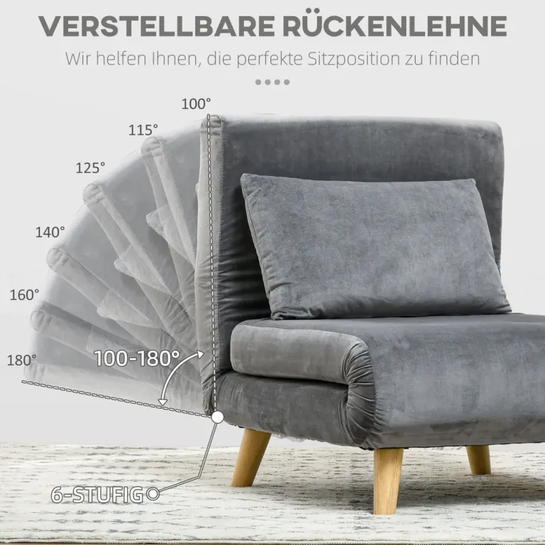 Sovstol Hopfällbar Stol Grå av Tyg med Sammetslook