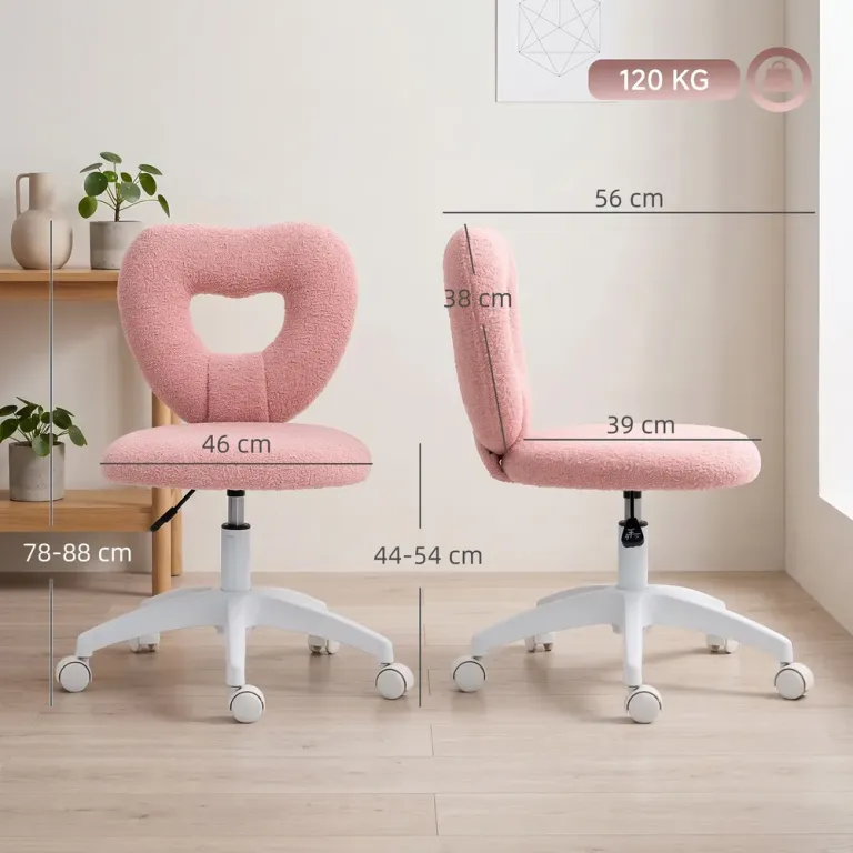 Kontorsstol med Hjärtformat Ryggstöd Rosa
