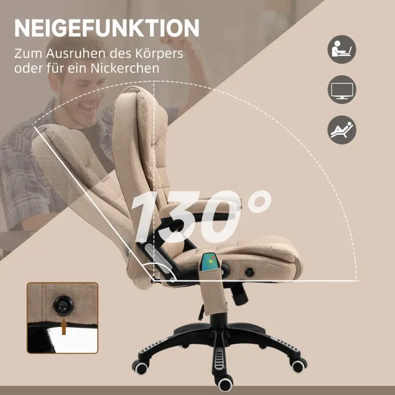 Kontorsstol Chefsstol Ergonomisk med Massage och Värme Brun