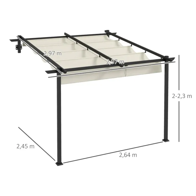 Gazebo Pergola Kräm av Stål och Tyg Vindtät 3 x 3 m