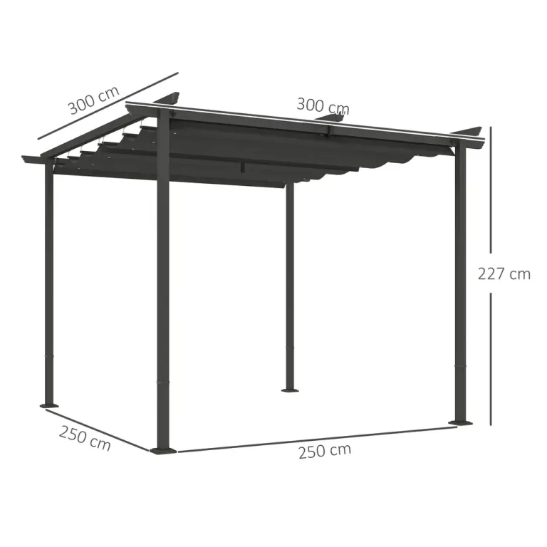 Pergola Trädgårdspaviljong med Tak Mörkgrå 3 x 3 m