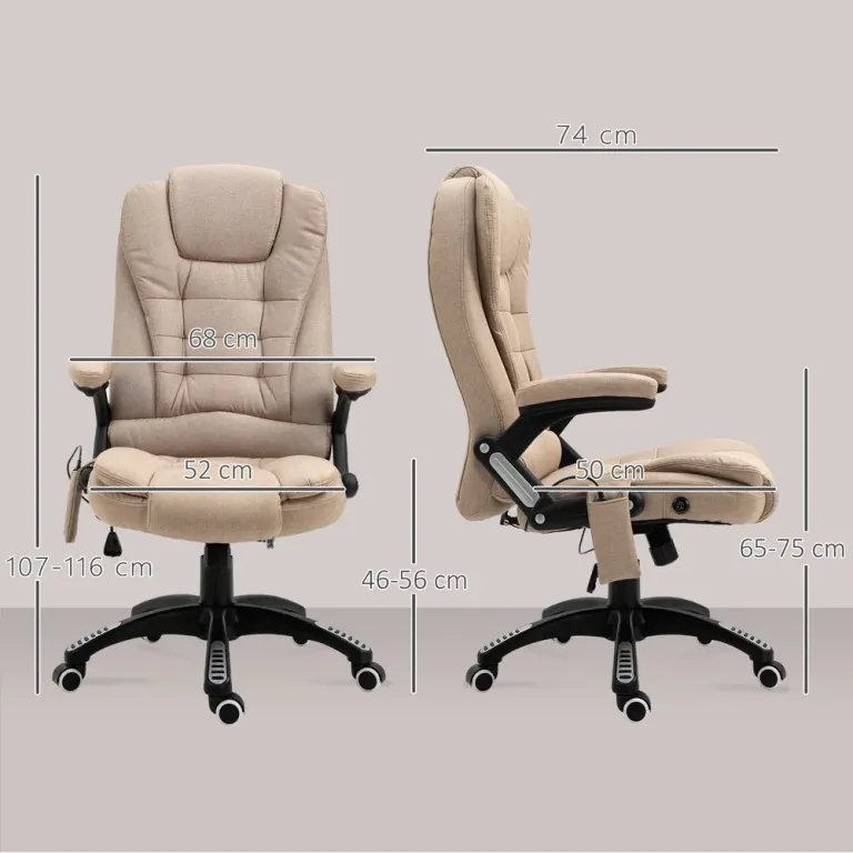 Kontorsstol Chefsstol Ergonomisk med Massage och Värme Brun