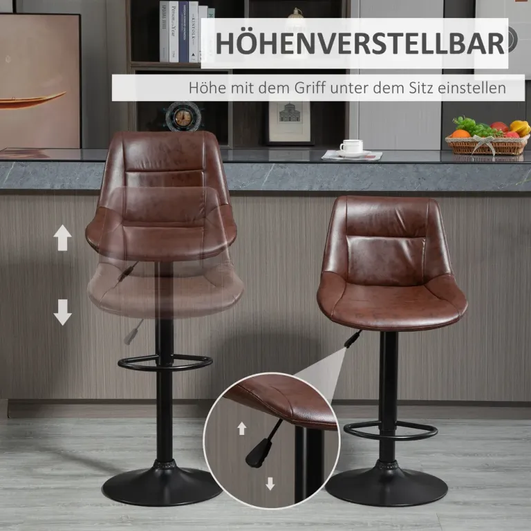 Barstolar Bänkpallar Set om 2 Brun 44 x 49 x 90-110 cm