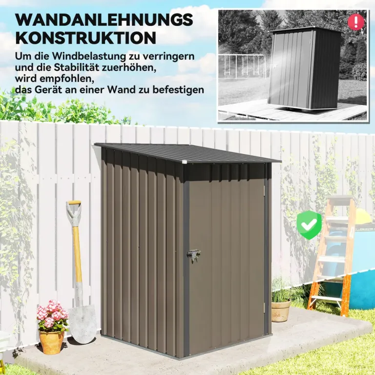 Redskapsbod Trädgårdsskjul Trädgårdsskåp Brun av Stål 100 x