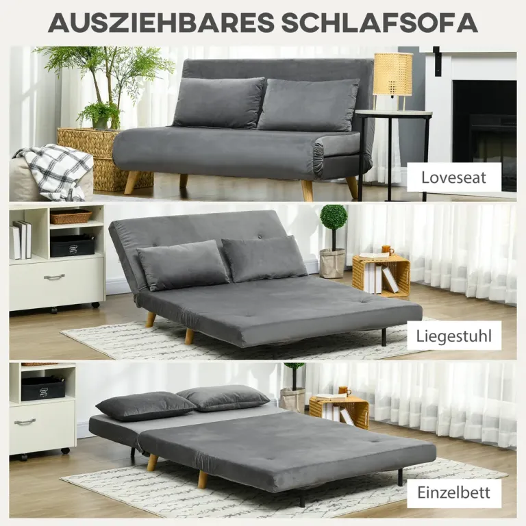 Bäddsoffa 2-Sits Soffa Grå av Tyg 130 x 78 x 79 cm