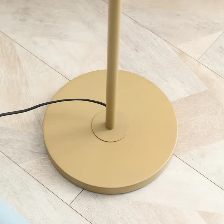 Golvlampa med Linne Lampskärm och Stål Stativ, Cremevit