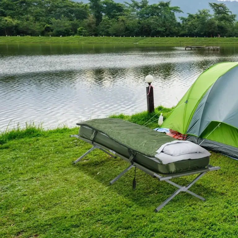 Campingsäng Enkelsäng Oxfordgrön av Stål och Oxford Tyg