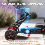 Gokart med Pedaler, Trampbil för Barn med Bromsar, Halkfria Hjul och Metallram, 3-6 År, Röd