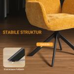 Fåtölj Snurrbar Modern Gul Tyg för Läshörna och Sovrum Bekväm Design med Armstöd Ergonomisk Sits 120 kg