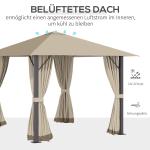 Trädgårdspaviljong med Ventilation, Väderbeständigt Partytält med 4 Sidoväggar, Robust Aluminiumram, Khaki, 3 x 3 m