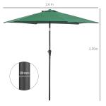 Fällbart Parasoll Trädgårdsparaply Marknadsparaply med Handvev Aluminium och Polyester 180 G/M² Mörkgrön Ø2,6 X 2,35 M