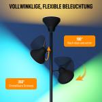 Golvlampa Dimbar Svart Metall för Vardagsrum 3 Roterbara Huvuden RGB Fjärrkontroll Touch Modern Design