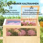 Odlingslåda med Drivbänk Naturfärgad Trä för Trädgård och Balkong Upphöjd Planteringslåda med Lock och Hylla Skyddad Odling