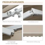 Infällbar Markis med Handvev, Metallram, Polyester, Vit + Beige, 3,95 x 2,45 m