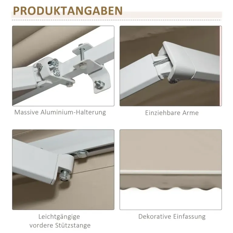 Infällbar Markis med Handvev Metallram 3,95 x 2,45 m