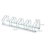 Cykelställ Flexibelt för 5 Cyklar Utbyggbart Golv- eller Väggmonterat Passar Däck Upp till 55 Mm Galvaniserat Stål Silver 130 X 33 X 27 Cm