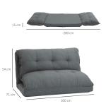 Golvstol Golvsoffa Grå av Linne och Metall för Vardagsrum 2-i-1 Bäddsoffa med 13 Lägen Justerbart Ryggstöd 100 x 71 x 54 cm