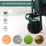 Hopfällbar Trädgårdsvagn med Teleskophandtag, Praktisk Handkärra med 360° Hjul, Smidig Transportvagn för Utflykt, Grön, 108 x 55 x 59-89 cm, 20 kg