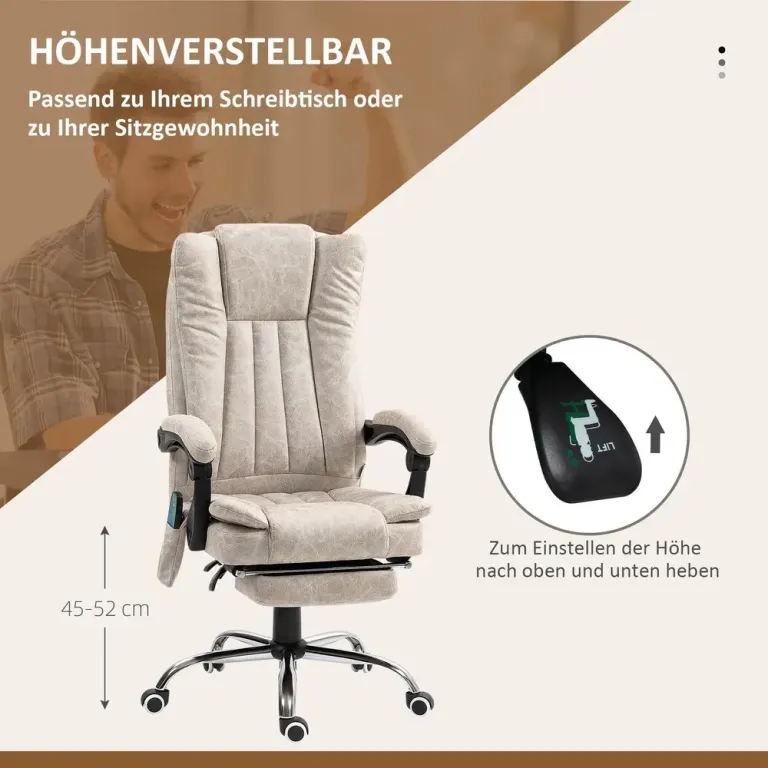 Kontorsstol Ergonomisk Krämvit av Tyg