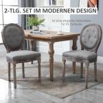 Matsalsstolar 2-Pack Stoppade Stolar med Andningsbart Linneöverdrag Retrostil Gummiträ för Vardagsrum Grå 50 X 54,5 X 97 Cm