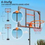 Basketkorg Basketstativ Utomhus Röd av Stål och Plast för Barn 6 År Höj- och Sänkbart Basketsystem med Hjul 210-260 cm